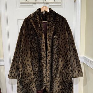 Leopard Print Faux Fur Coat